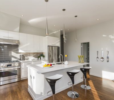 A beautiful shot of a modern house kitchen