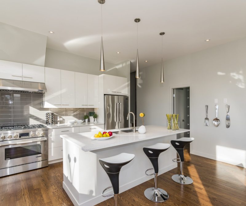 A beautiful shot of a modern house kitchen